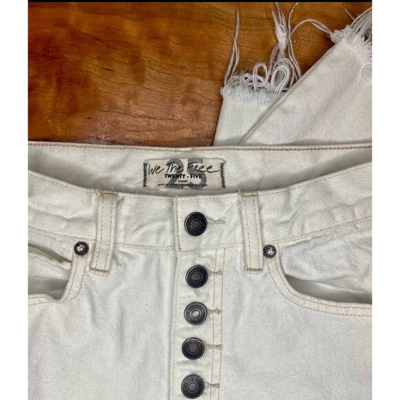We the Free-Button Fly Raw Hem Cream Jeans-size 25 short - Picture 2 of 6